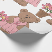 ピンクのドレスを着た乳がん認識度クマ ラッピングペーパー (角)