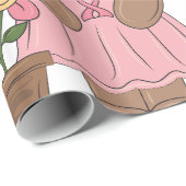 ピンクのドレスを着た乳がん認識度クマ ラッピングペーパー (ロールコーナー)