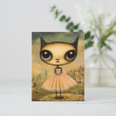 ピンクのドレスを着た可愛らしいエイリアン ポストカード (スタンド正面)