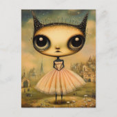 ピンクのドレスを着た可愛らしいエイリアン ポストカード (正面)