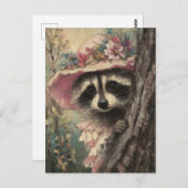 ピンクのドレスを着た愛らしいアライグマ ポストカード (正面/裏面)