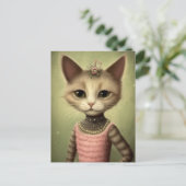 ピンクのドレスを着た猫 ポストカード (スタンド正面)