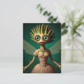 ピンクのドレスを着た緑のアスパラガスの妖精 ポストカード (スタンド正面)