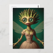 ピンクのドレスを着た緑のアスパラガスの妖精 ポストカード (正面/裏面)