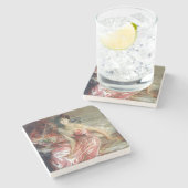 ピンクのドレスを着た美しい女性(ジョバンニ・ボルディーニ) ストーンコースター (横)