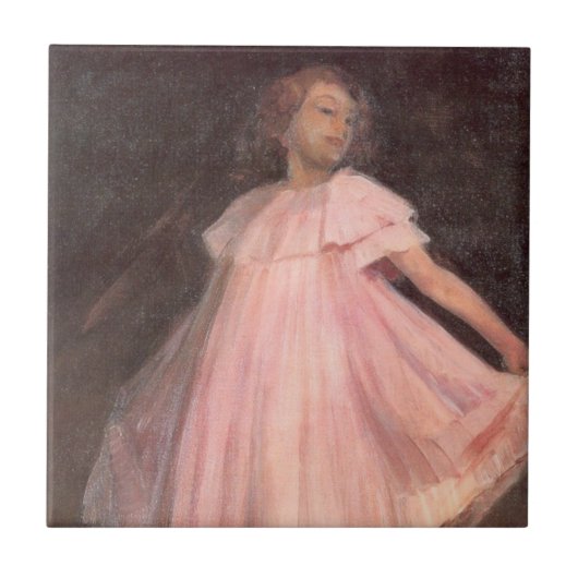 ピンクのドレスを着た若い女性ダンサー タイル (正面)