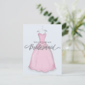 ピンクのドレスを着て私のウェディングパーティーに参加してくれる？ ヴィンテージスタイルで カード (スタンド正面)