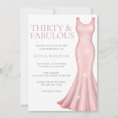 ピンクのドレス 30歳の誕生日パーティー 招待状 (正面)
