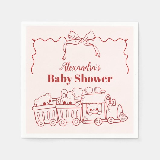 ピンクのドードルトイバーブベビーシャワー スタンダードカクテルナプキン (正面)