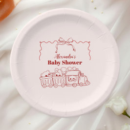 ピンクのドードルトイバーブベビーシャワー ペーパープレート