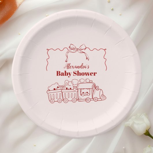 ピンクのドードルトイバーブベビーシャワー ペーパープレート
