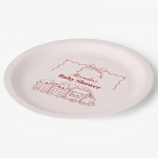 ピンクのドードルトイバーブベビーシャワー ペーパープレート (アングル)