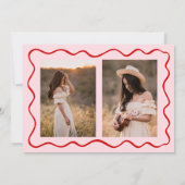 ピンクのドードル卒業サンキューカード3 Photo Wavy サンキューカード (裏面)