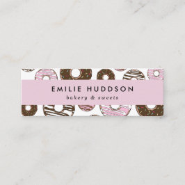ピンクのドーナツのパターン，ケーキ屋，ペストリーショップ スキニー名刺