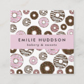 ピンクのドーナツのパターン,ケーキ屋,ペストリーショップ スクエア名刺 (正面)