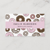 ピンクのドーナツのパターン,ケーキ屋,ペストリーショップ 名刺 (正面)