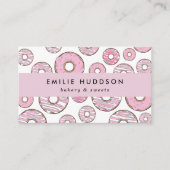 ピンクのドーナツのパターン，ケーキ屋，ペストリーショップ 名刺 (正面)