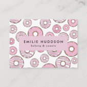 ピンクのドーナツのパターン，ケーキ屋，ペストリーショップ 名刺 (正面)