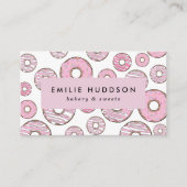 ピンクのドーナツのパターン，ケーキ屋，ペストリーショップ 名刺 (正面)