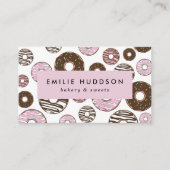 ピンクのドーナツのパターン,ケーキ屋,ペストリーショップ 名刺 (正面)