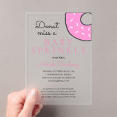 ピンクのドーナツベビー散水女の子ベビーシャワー アクリル招待状 (インサイチュ (ポータブル))