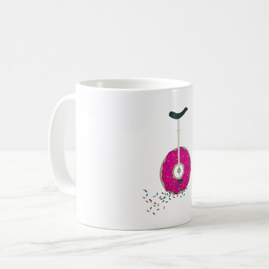 ピンクのドーナツ型ホイールカラフル一輪車 コーヒーマグカップ (正面左)