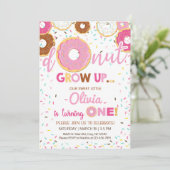 ピンクのドーナツ女の子の誕生日の招待、招待状。 招待状 (スタンド正面)