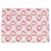 ピンクのドーナツ水彩誕生日パーティーバッグ ラージペーパーバッグ (正面)