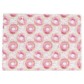 ピンクのドーナツ水彩誕生日パーティーバッグ ラージペーパーバッグ (裏面)