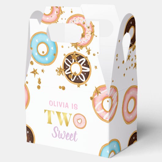 ピンクのドーナツ2つの甘い2番目の誕生日 フェイバーボックス (オープン)