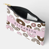 ピンクのドーナツ,ブラウンドーナツ,ふりかけ,あなたの名前 アクセサリーポーチ (見開き)