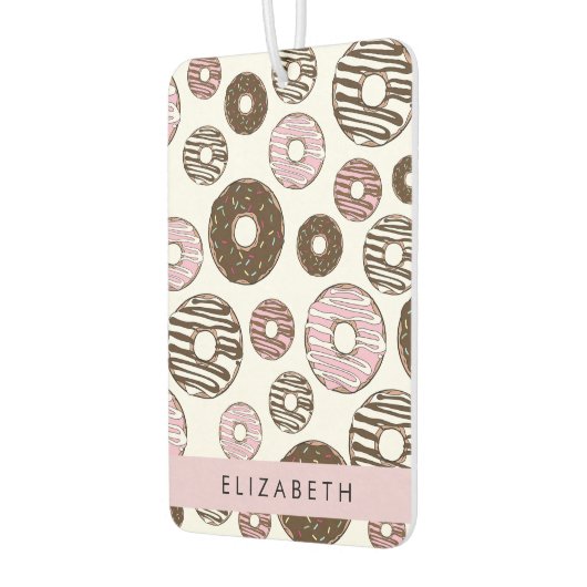 ピンクのドーナツ，ブラウンドーナツ，ふりかけ，あなたの名前 カーエアーフレッシュナー (左)