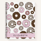 ピンクのドーナツ,ブラウンドーナツ,ふりかけ,あなたの名前 ノートブック (正面)