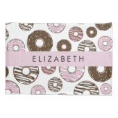 ピンクのドーナツ,ブラウンドーナツ,ふりかけ,あなたの名前 枕カバー (裏面)