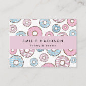 ピンクのドーナツ、ブルードーナツ、ケーキ屋、ペストリーショップ 名刺 (正面)