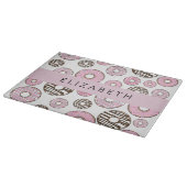 ピンクのドーナツ,白のドーナツ,ふりかけ,あなたの名前 カッティングボード (角)