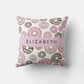 ピンクのドーナツ,白のドーナツ,ふりかけ,あなたの名前 クッション (裏面)