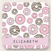 ピンクのドーナツ,白のドーナツ,ふりかけ,あなたの名前 コースター (正面)
