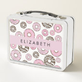 ピンクのドーナツ,白のドーナツ,ふりかけ,あなたの名前 メタルランチボックス (裏面)