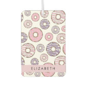 ピンクのドーナツ，紫のドーナツ，ふりかけ，あなたの名前 カーエアーフレッシュナー (正面)