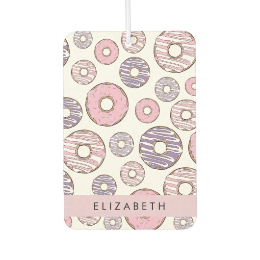 ピンクのドーナツ,紫のドーナツ,ふりかけ,あなたの名前 カーエアーフレッシュナー (正面)