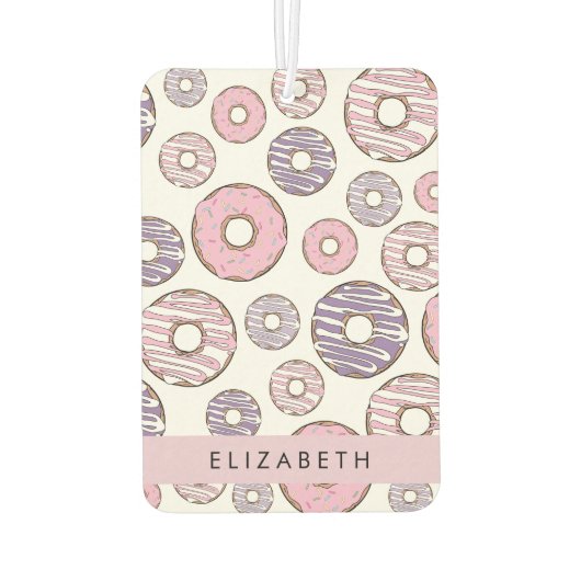 ピンクのドーナツ，紫のドーナツ，ふりかけ，あなたの名前 カーエアーフレッシュナー (裏面)