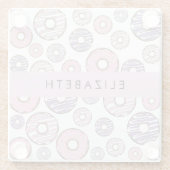 ピンクのドーナツ,紫のドーナツ,ふりかけ,あなたの名前 ガラスコースター (裏面)