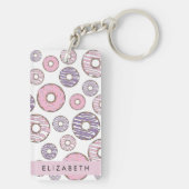 ピンクのドーナツ，紫のドーナツ，ふりかけ，あなたの名前 キーホルダー (裏面)