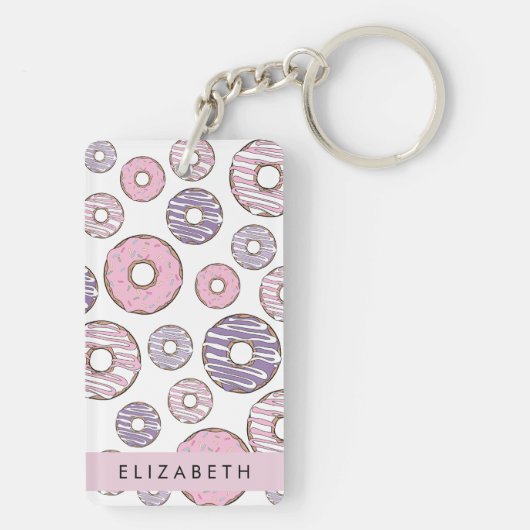 ピンクのドーナツ,紫のドーナツ,ふりかけ,あなたの名前 キーホルダー (裏面)