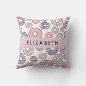 ピンクのドーナツ,紫のドーナツ,ふりかけ,あなたの名前 クッション (裏面)