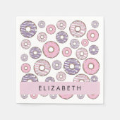 ピンクのドーナツ,紫のドーナツ,ふりかけ,あなたの名前 スタンダードカクテルナプキン (正面)