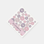 ピンクのドーナツ,紫のドーナツ,ふりかけ,あなたの名前 スタンダードカクテルナプキン (角)
