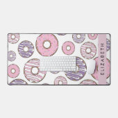 ピンクのドーナツ，紫のドーナツ，ふりかけ，あなたの名前 デスクマット (キーボード&マウス)