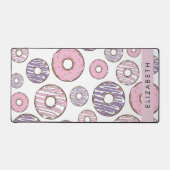 ピンクのドーナツ，紫のドーナツ，ふりかけ，あなたの名前 デスクマット (正面)